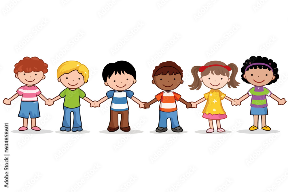 kids holding hands, kindergarten cartoon clip art vector kids holding hands, kindergarten cartoon clip art vector