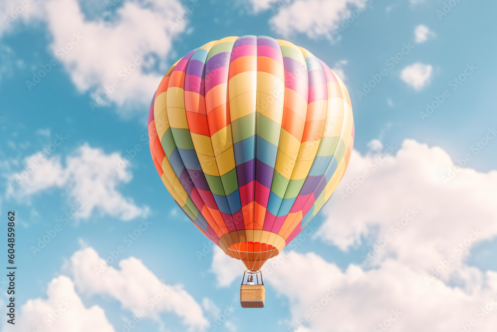 Fototapeta premium Rainbow balloon on sky background. concept of lgbti. copy space made with Generative AI