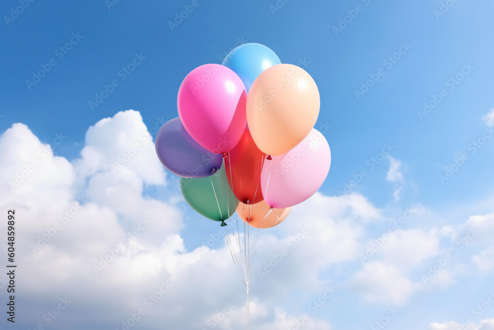 Rainbow balloon on sky background. concept of lgbti. copy space made with Generative AI Rainbow balloon on sky background. concept of lgbti. copy space made with Generative AI