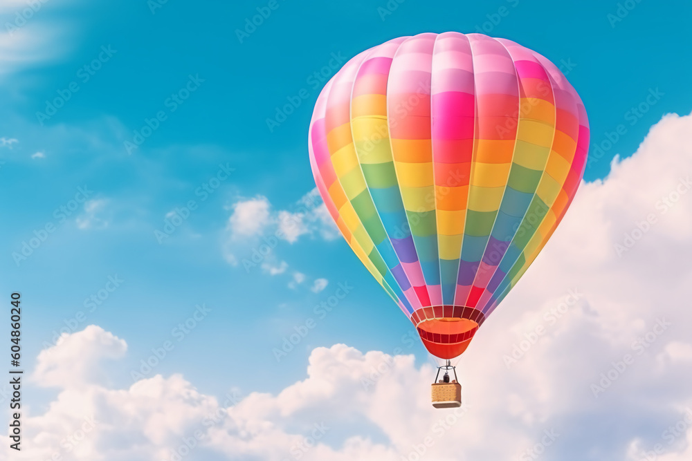 Rainbow balloon on sky background. concept of lgbti. copy space made with Generative AI Rainbow balloon on sky background. concept of lgbti. copy space made with Generative AI