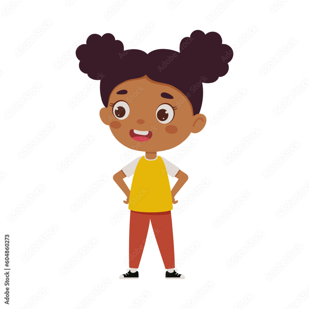 Cute cartoon little girl. Little schoolgirl character. Vector illustration Cute cartoon little girl. Little schoolgirl character. Vector illustration
