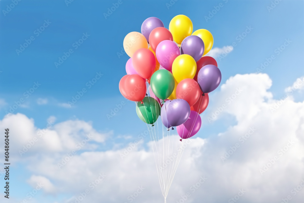 Rainbow balloon on sky background. concept of lgbti. copy space made with Generative AI Rainbow balloon on sky background. concept of lgbti. copy space made with Generative AI