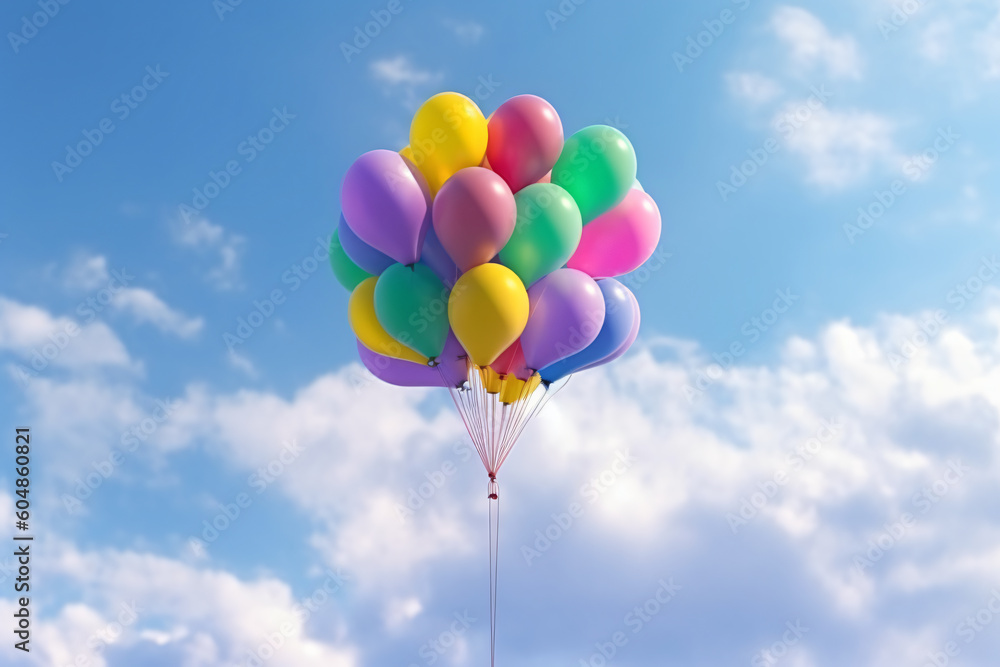 Rainbow balloon on sky background. concept of lgbti. copy space made with Generative AI Rainbow balloon on sky background. concept of lgbti. copy space made with Generative AI