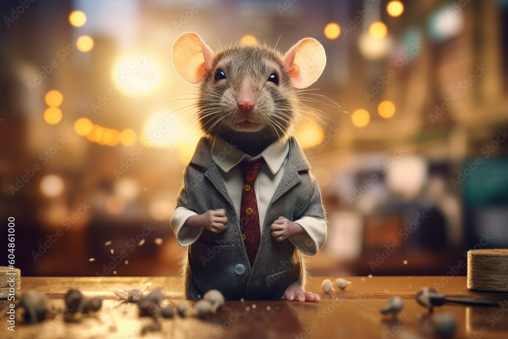 Rat In Clothes Illustration of a cute rat dressed in a suit and tie, rat dressed as an ...