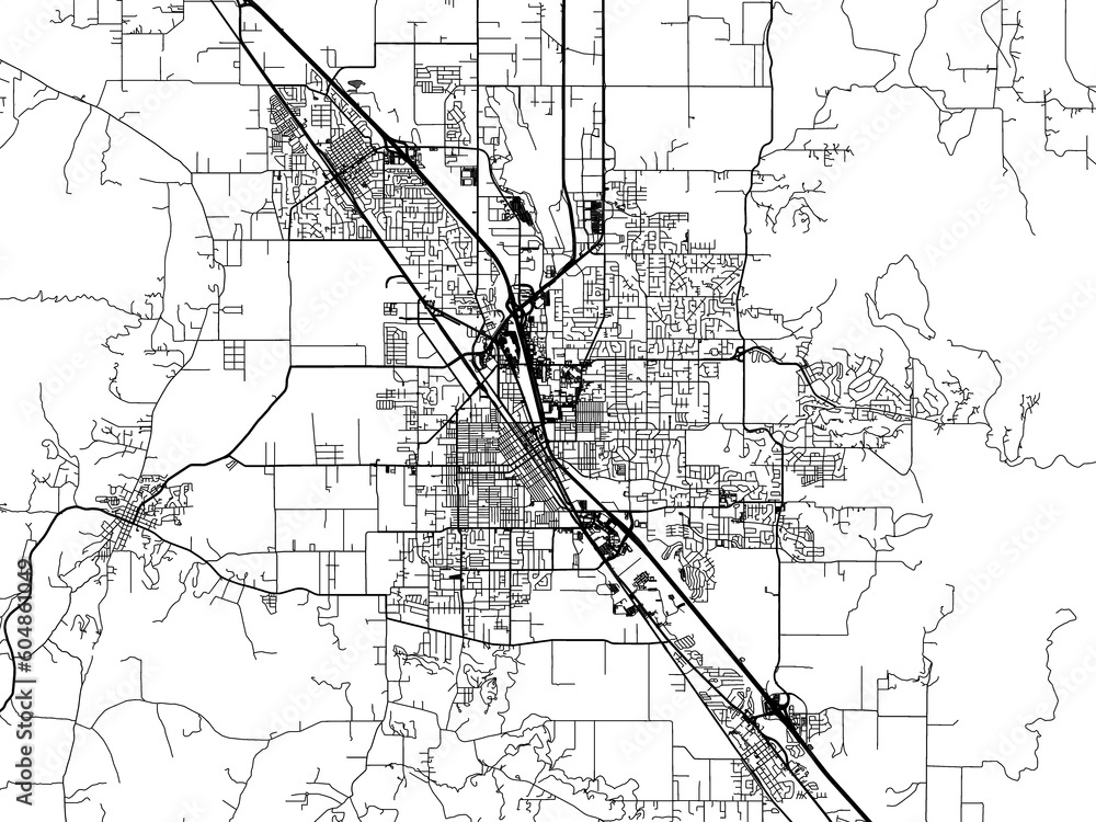 Road map of the city of Medford Oregon in the United States of America