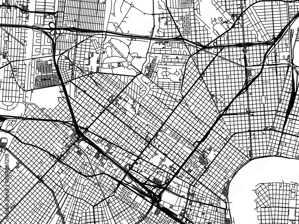 Naklejka premium Road map of the city of New Orleans Center Louisiana in the United States of America on a transparent background.