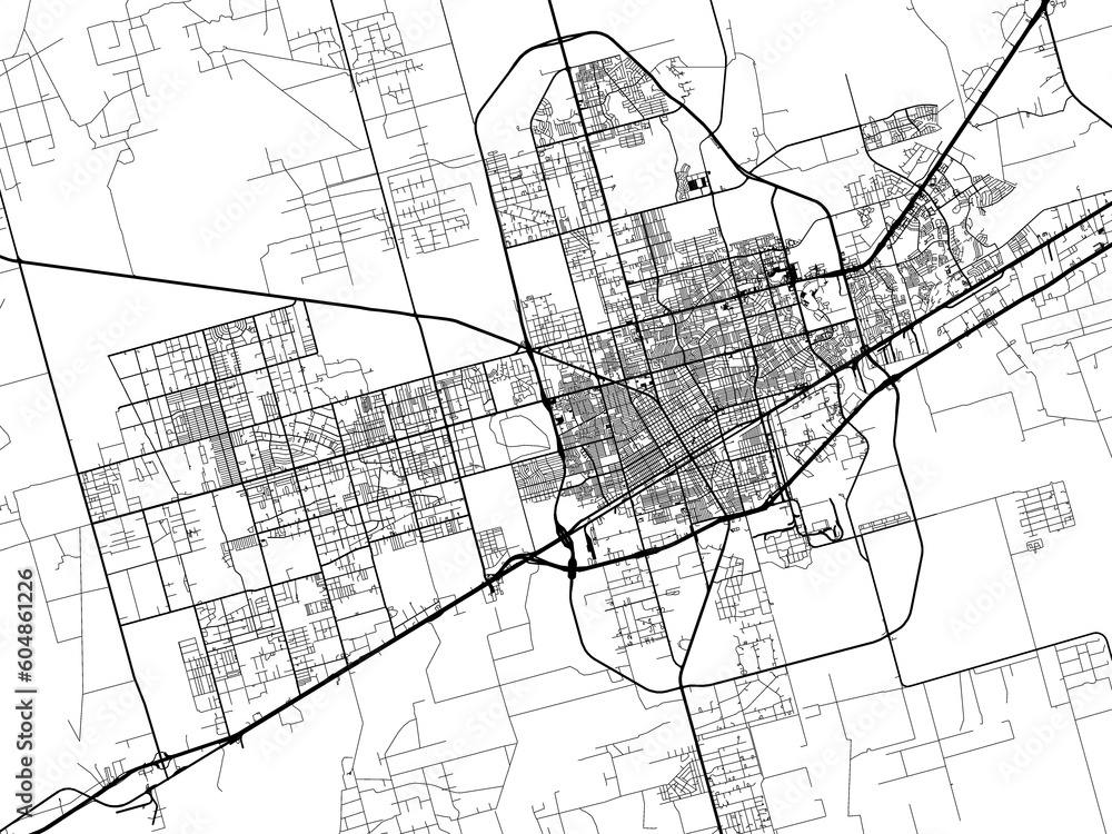 Road map of the city of Odessa Texas in the United States of America on