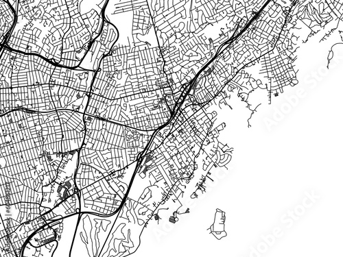 Road map of the city of New Rochelle New York in the United States of America on a transparent background.