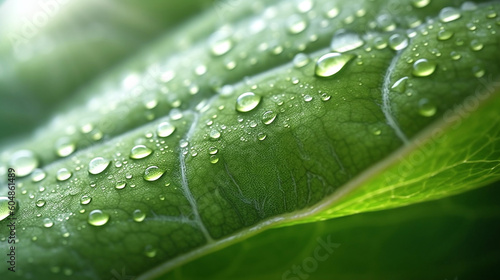Macro Leaf with Dew Drops. 