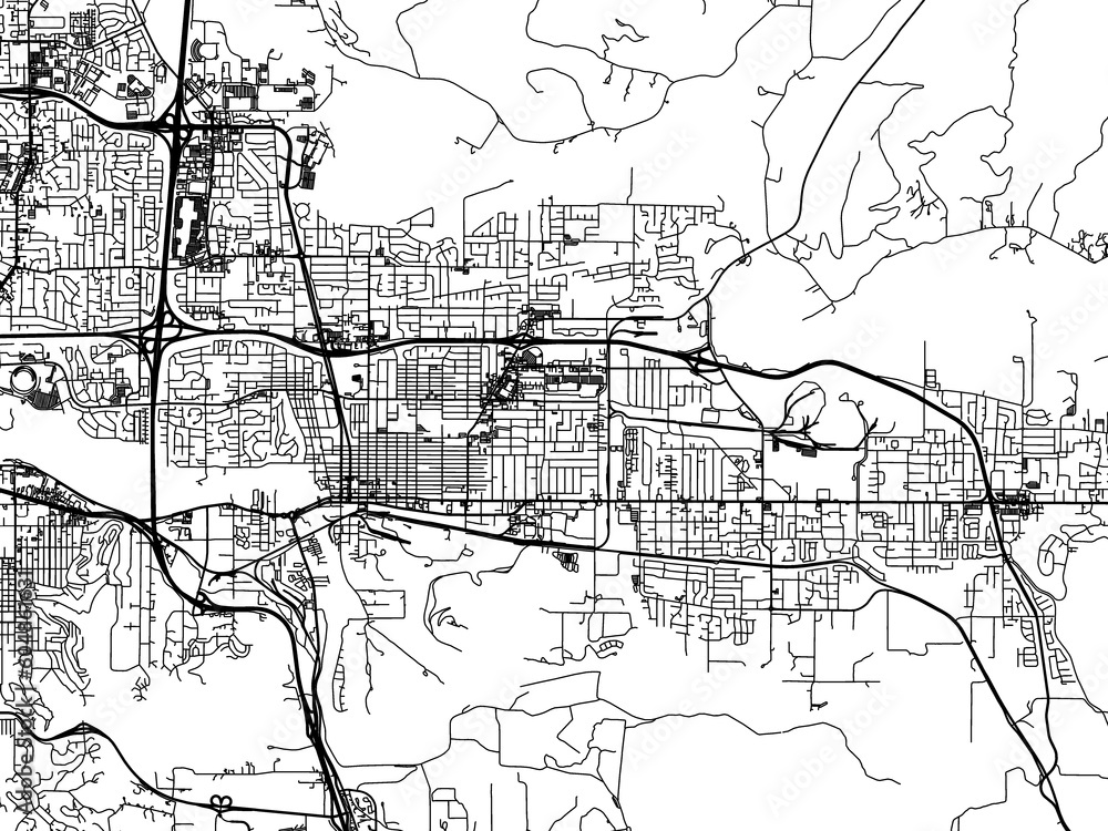 Fototapeta premium Road map of the city of Springfield Oregon in the United States of America on a transparent background.