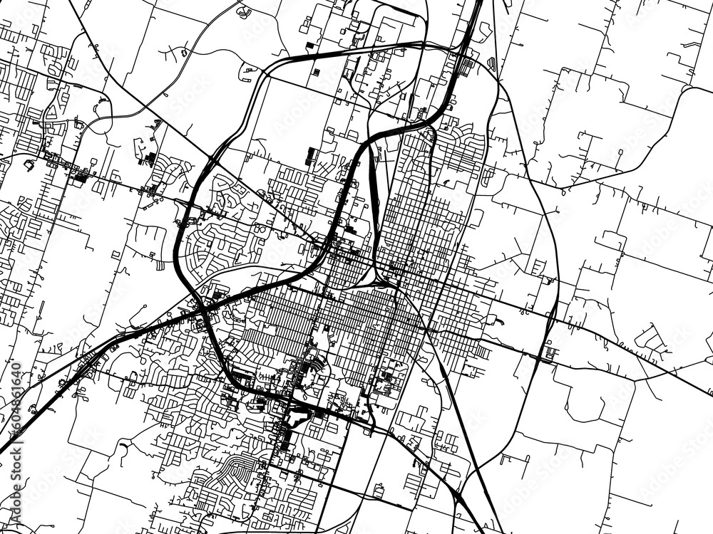 Road map of the city of Temple Texas in the United States of America on