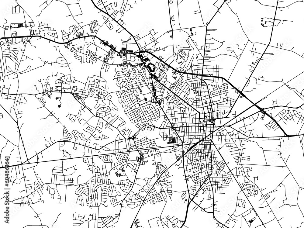 Road map of the city of Sumter South Carolina in the United States of