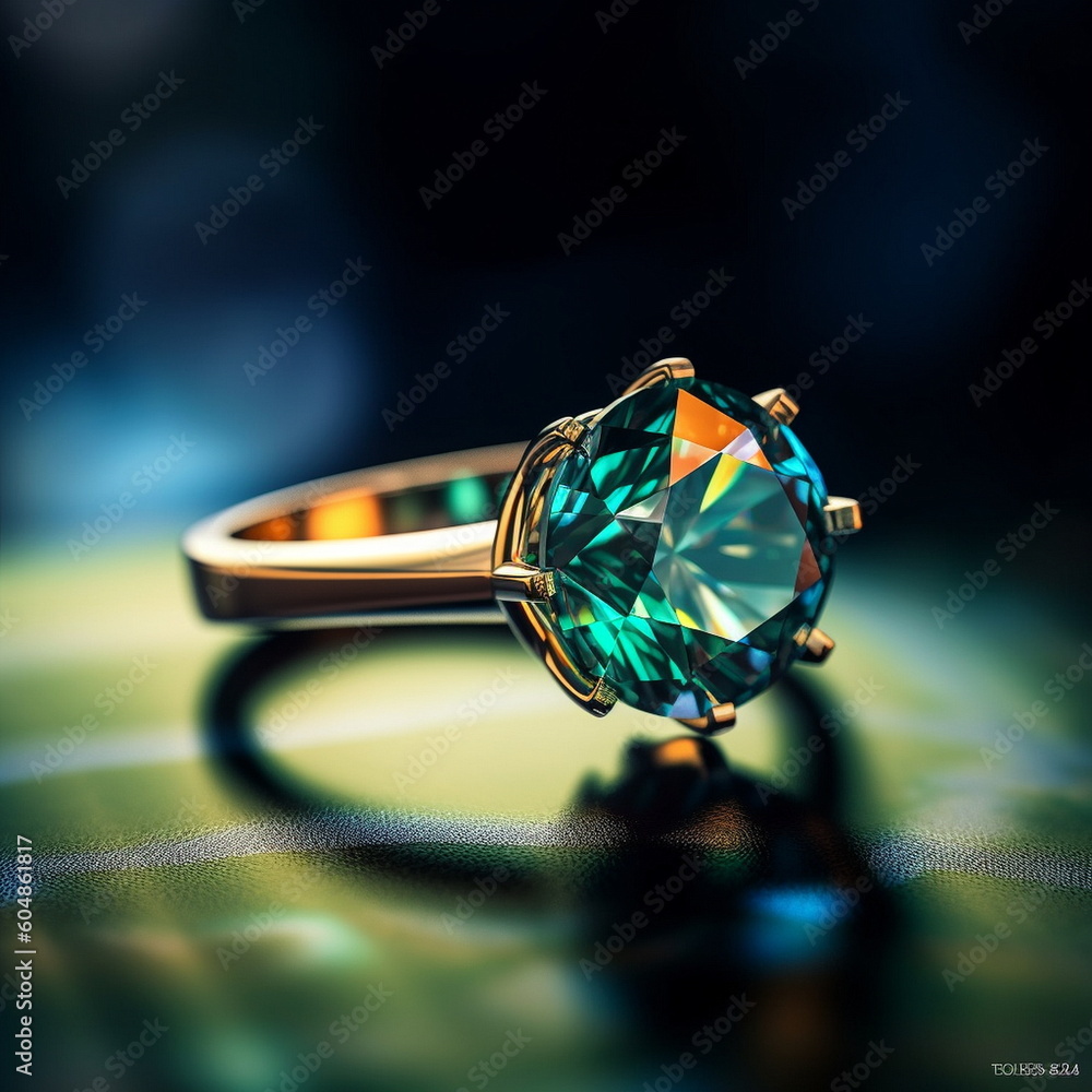 emerald gem gold ring on blurred background women jewelry,women accessory,generated ai