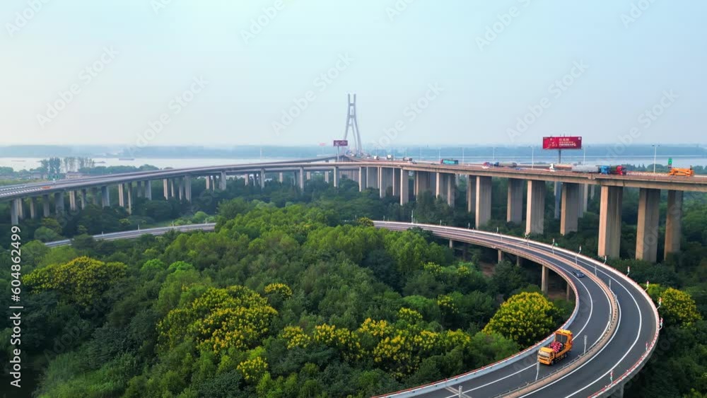 Aerial view of Runyang Bridge in Jiangsu Province, China Aerial view of Runyang Bridge in Jiangsu Province, China