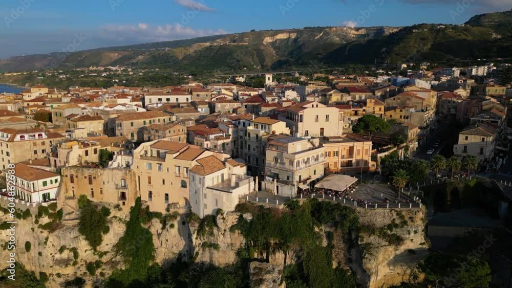 Aerial drone video of the coastal town named Tropea in Calabria, southern Italy. Aerial drone video of the coastal town named Tropea in Calabria, southern Italy.