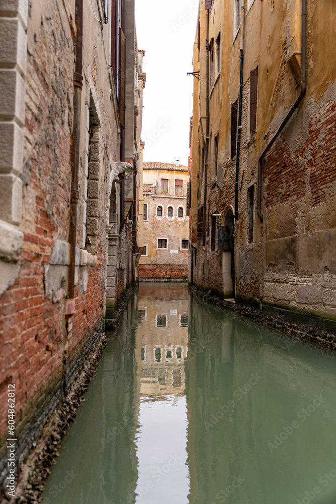 Venice canal without people and gondolas