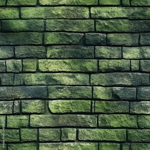Olive Luminescence Beautiful Brick Wall Texture Tile Seamless Background. Generative AI photo