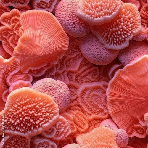 Shine Coral Macro Beautiful Texture Tile Seamless Background. Generative AI photo