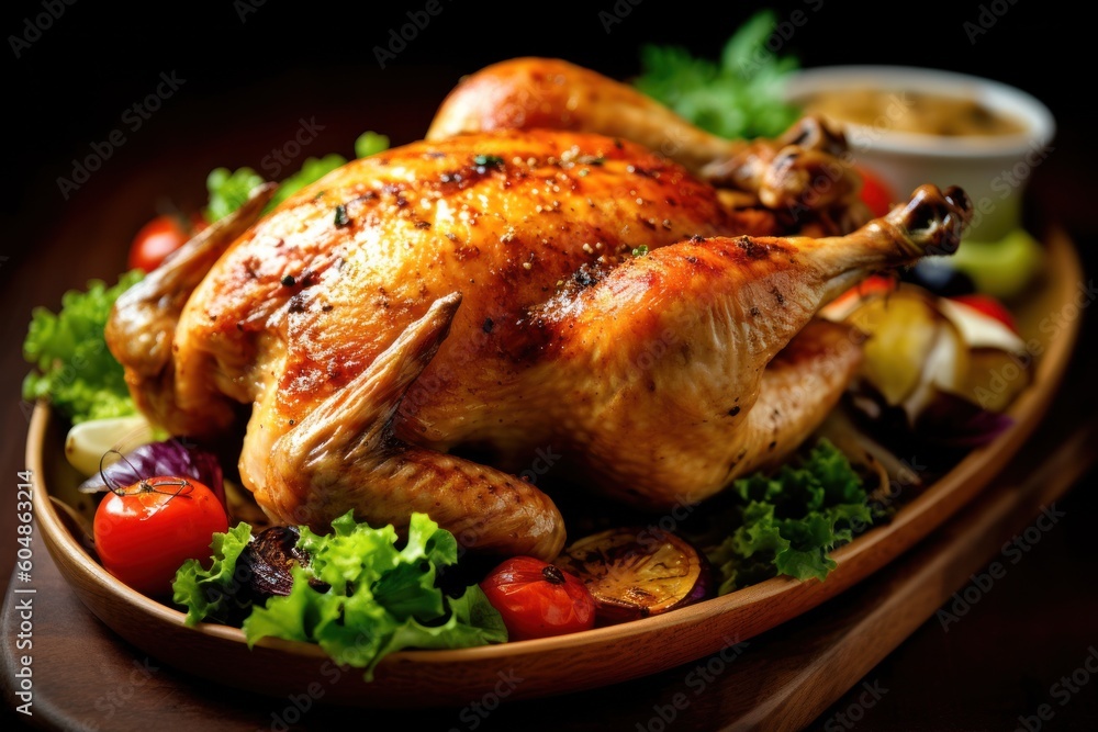 Roasted whole chicken. Generative AI Roasted whole chicken. Generative AI
