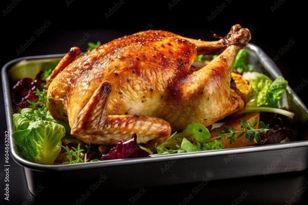 Roasted whole chicken. Generative AI Roasted whole chicken. Generative AI