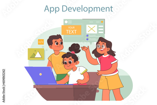 Tech camp for children. Computer science and application development