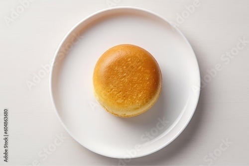 Top View Quenelle De Brochet On White Round Plate On White Background. Generative AI photo