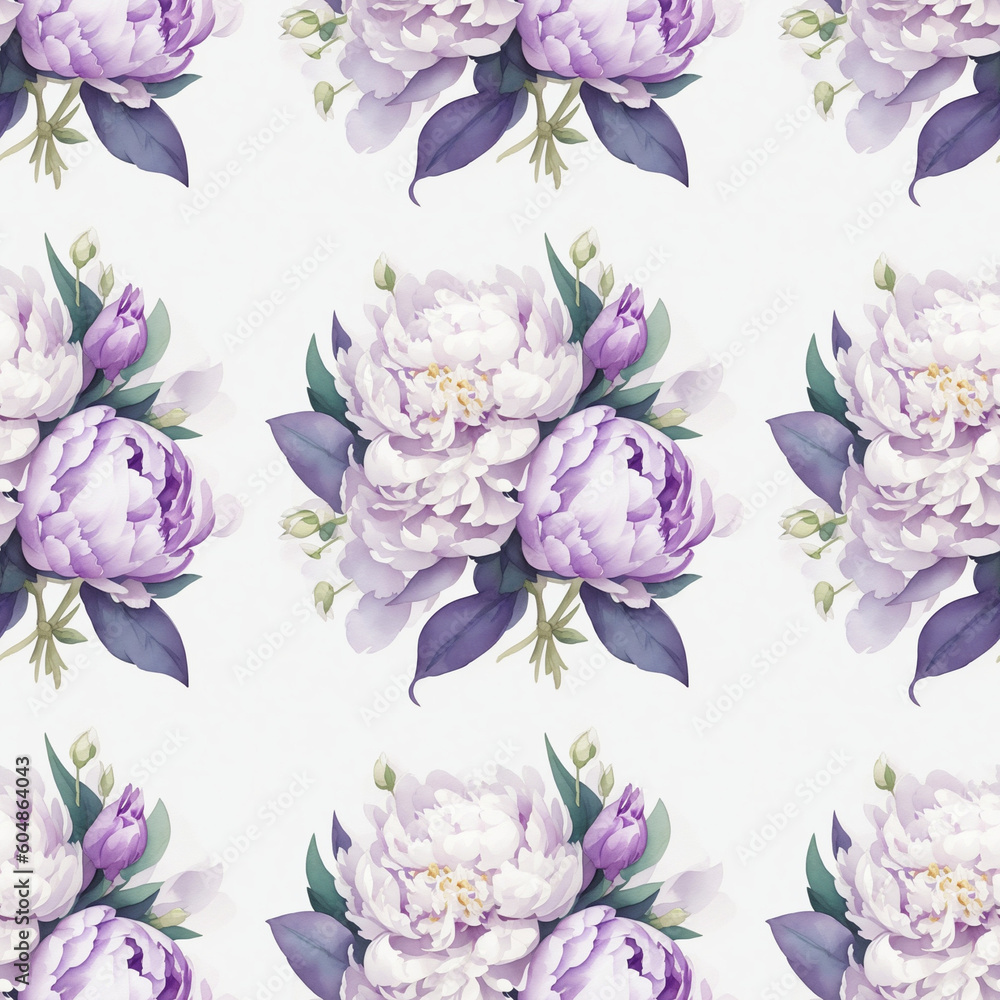 seamless texture of watercolor peonies