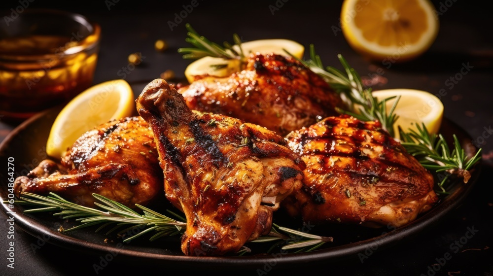 Grilled juicy chicken. Generative AI Grilled juicy chicken. Generative AI
