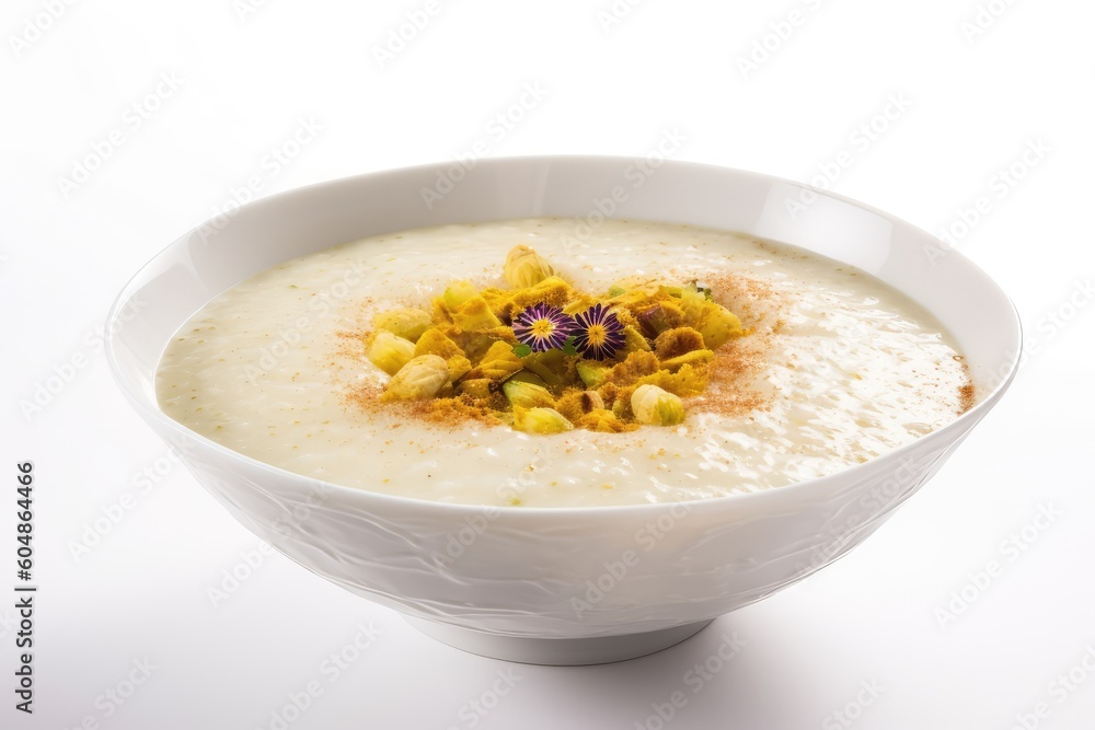 Millet Porridge, Healthy Breakfast with Fruits and Berries, Milk Millet Porridge, Abstract Generative AI Illustration Millet Porridge, Healthy Breakfast with Fruits and Berries, Milk Millet Porridge, Abstract Generative AI Illustration