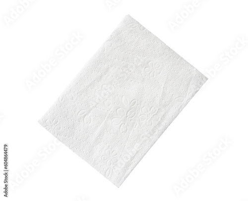 Top view of folded white tissue paper or napkin isolated on white background with clipping path