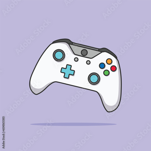 vector of a joystick controller for video game console on lavender background isolated vector