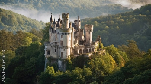 Enchanting Castle Nestled In A Verdant Countryside. Generative AI