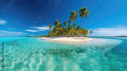 Remote Island Paradise With Palmfringed Beaches And Clear Waters. Generative AI