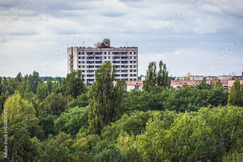 16-storey residential building in Pripyat abandoned city in Chernobyl Exclusion Zone, Ukraine