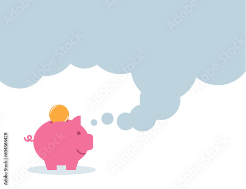 piggy bank with coins simple graphic isolated on white background