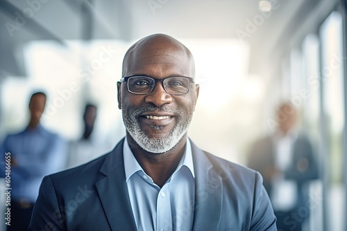 business businessman office mature middle aged meeting man portrait corporate manager black, created using generative ai technology