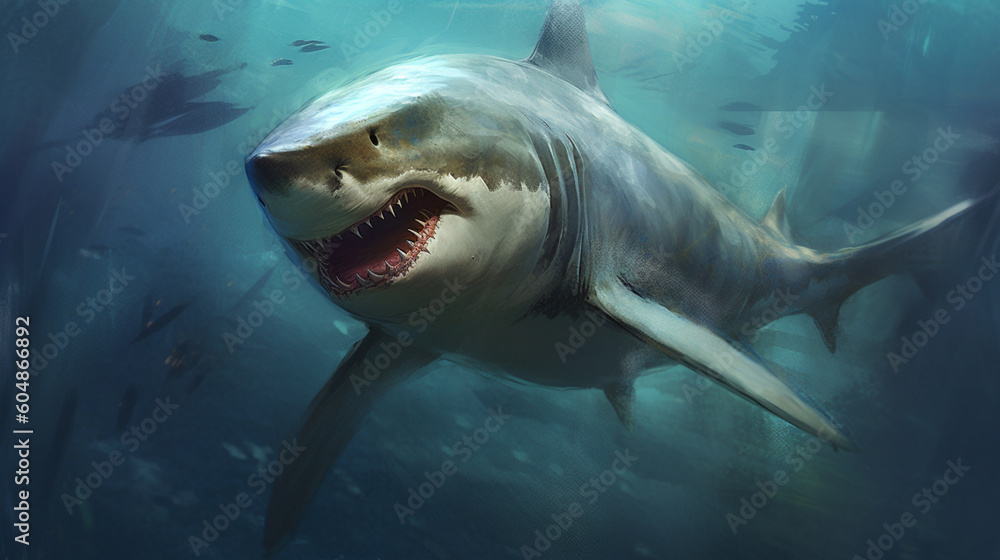 Naklejka premium A shark with a mouth open