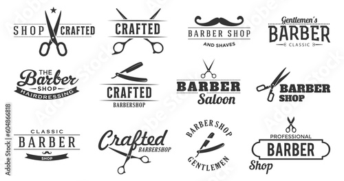 Vintage barber shop badge collection. Barber saloon retro logo collection. Set of barber shop badge logo