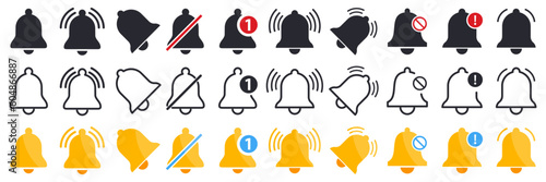 Bell reminder notification icon collection. Set of notification bell icon