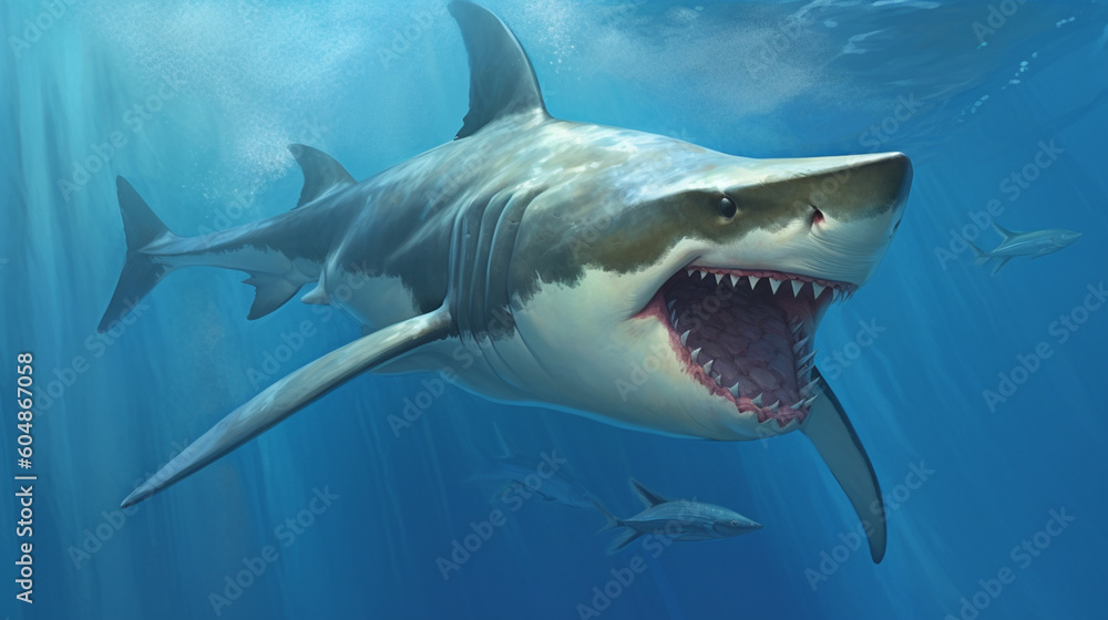 A shark with a mouth open A shark with a mouth open