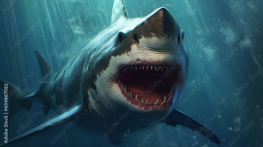 Fototapeta premium A shark with a mouth open