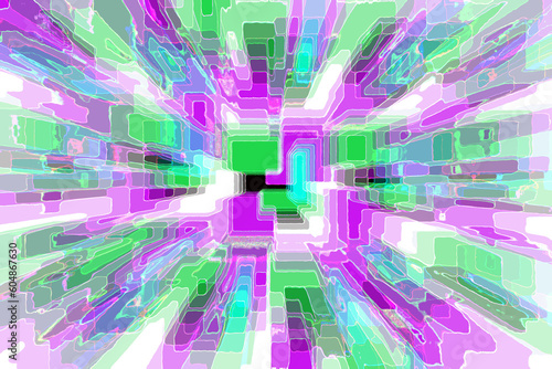 Abstract 3D fragmented pattern.  3D illustration, rendering for advertising, wallpaper, 80s 90s  retro, holographic scene, sci fi cyberpunk scene, Cyber electric space, decorative concept, gaming.  
