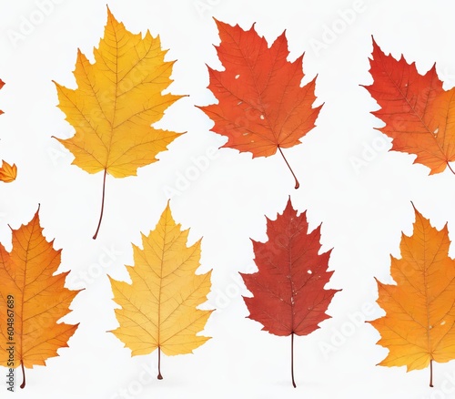 Autumn leaves on white background. 