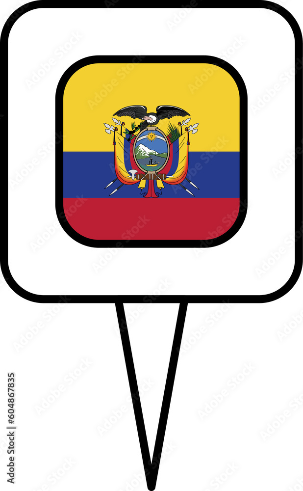 Ecuador flag pin place icon. Ecuador flag pin place icon.