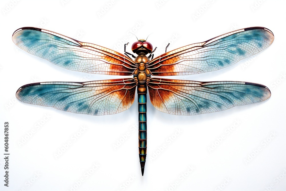 Dragonfly Insect on White Background Generative AI Dragonfly Insect on White Background Generative AI