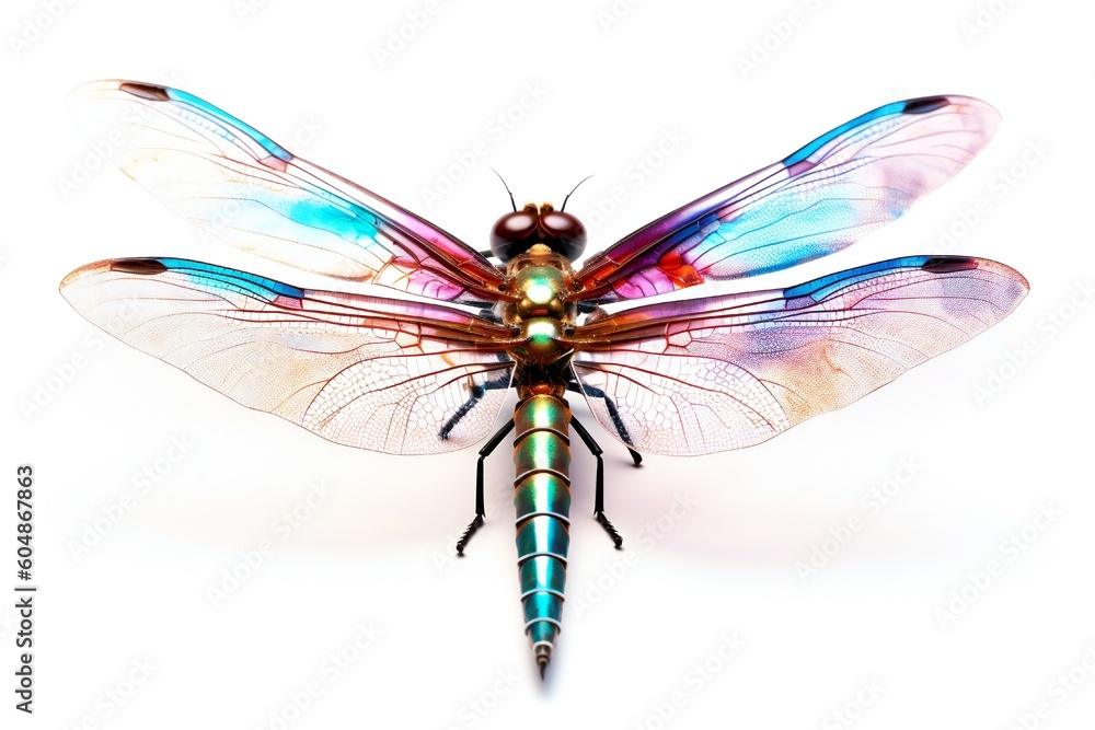 Dragonfly Insect on White Background Generative AI Dragonfly Insect on White Background Generative AI