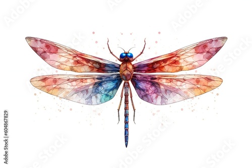Dragonfly Insect on White Background Generative AI 