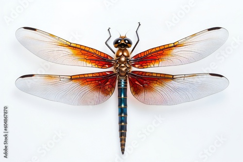 Dragonfly Insect on White Background Generative AI 