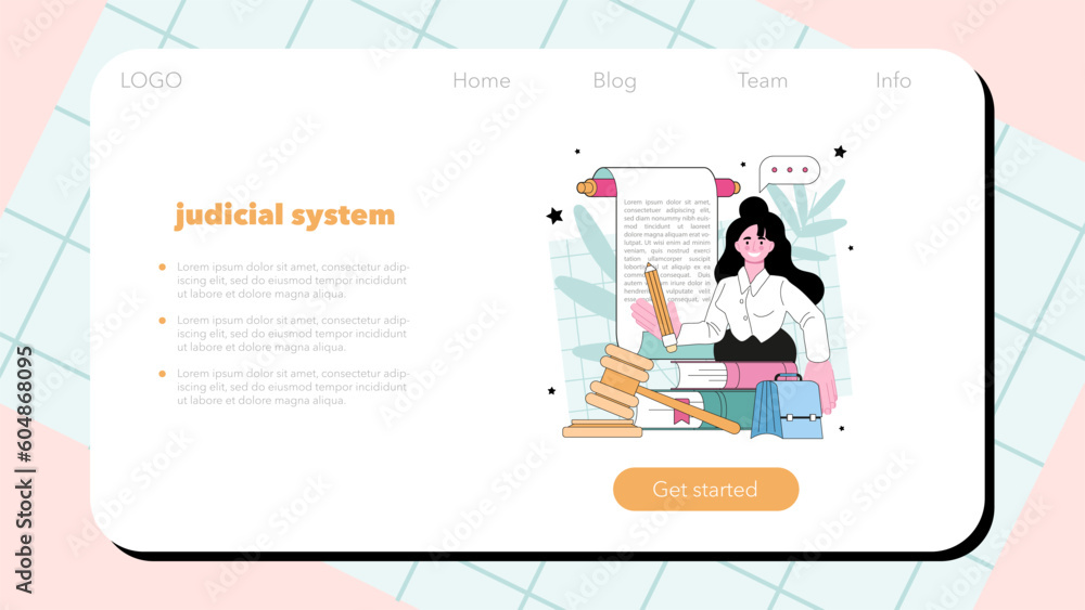 Law class web banner or landing page. State judicial system studying Law class web banner or landing page. State judicial system studying