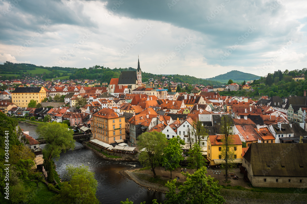 Cityscape panorama of historical city Cesky Krumlov, Czech republic